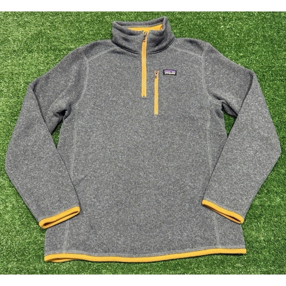 Patagonia Blue Fleece 1/4 Zip Pullover Sweater youth XL Mock Neck Pocket